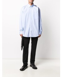 Chemise à manches longues à rayures verticales bleu clair Balenciaga