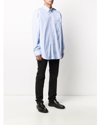 Chemise à manches longues à rayures verticales bleu clair Balenciaga