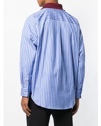 Chemise à manches longues à rayures verticales bleu clair MSGM