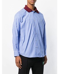 Chemise à manches longues à rayures verticales bleu clair MSGM