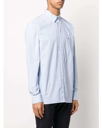 Chemise à manches longues à rayures verticales bleu clair Tommy Hilfiger
