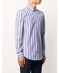 Chemise à manches longues à rayures verticales bleu clair Etro