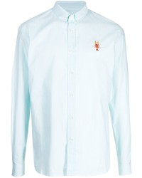 Chemise à manches longues à rayures verticales bleu clair Maison Labiche