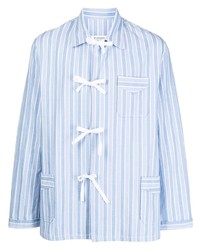 Chemise à manches longues à rayures verticales bleu clair Maison Margiela