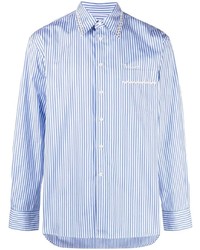 Chemise à manches longues à rayures verticales bleu clair Marni