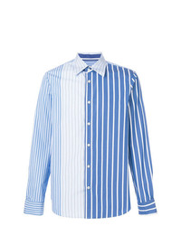 Chemise à manches longues à rayures verticales bleu clair Marni