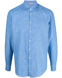 Chemise à manches longues à rayures verticales bleu clair Massimo Alba