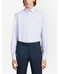 Chemise à manches longues à rayures verticales bleu clair Zegna