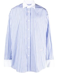 Chemise à manches longues à rayures verticales bleu clair MM6 MAISON MARGIELA