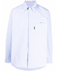 Chemise à manches longues à rayures verticales bleu clair MTL STUDIO