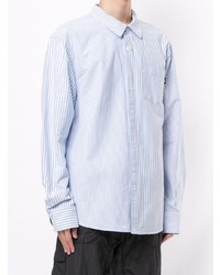 Chemise à manches longues à rayures verticales bleu clair Stussy