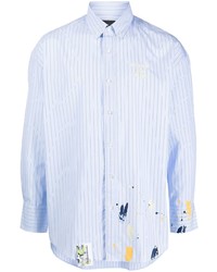 Chemise à manches longues à rayures verticales bleu clair Musium Div.