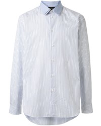 Chemise à manches longues à rayures verticales bleu clair N°21