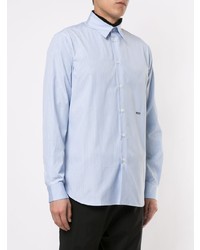 Chemise à manches longues à rayures verticales bleu clair N°21