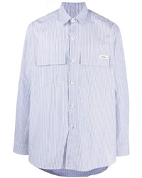 Chemise à manches longues à rayures verticales bleu clair Nanushka
