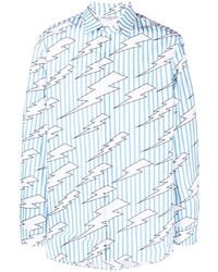 Chemise à manches longues à rayures verticales bleu clair Neil Barrett