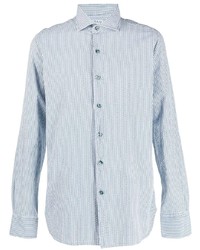 Chemise à manches longues à rayures verticales bleu clair Orian