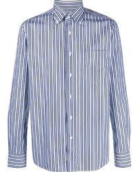 Chemise à manches longues à rayures verticales bleu clair Orian