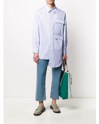 Chemise à manches longues à rayures verticales bleu clair Loewe