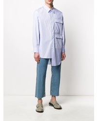 Chemise à manches longues à rayures verticales bleu clair Loewe