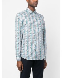 Chemise à manches longues à rayures verticales bleu clair Etro