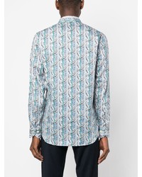 Chemise à manches longues à rayures verticales bleu clair Etro