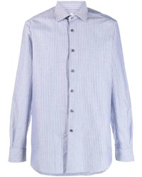 Chemise à manches longues à rayures verticales bleu clair Pal Zileri