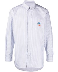 Chemise à manches longues à rayures verticales bleu clair Palmes