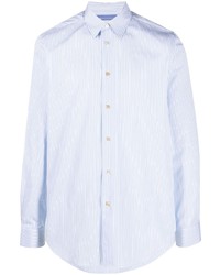 Chemise à manches longues à rayures verticales bleu clair Paul Smith