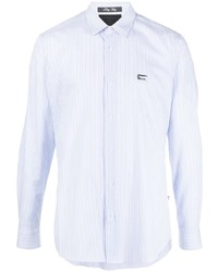 Chemise à manches longues à rayures verticales bleu clair Philipp Plein