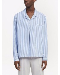 Chemise à manches longues à rayures verticales bleu clair Zegna