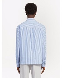 Chemise à manches longues à rayures verticales bleu clair Zegna