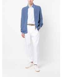 Chemise à manches longues à rayures verticales bleu clair Brunello Cucinelli