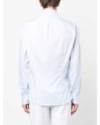 Chemise à manches longues à rayures verticales bleu clair Brunello Cucinelli