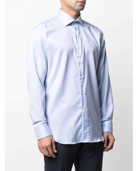 Chemise à manches longues à rayures verticales bleu clair Canali