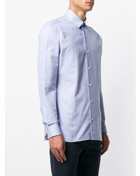 Chemise à manches longues à rayures verticales bleu clair Z Zegna