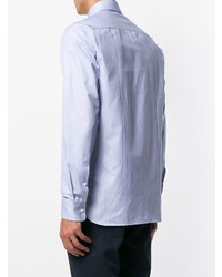 Chemise à manches longues à rayures verticales bleu clair Z Zegna