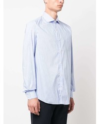 Chemise à manches longues à rayures verticales bleu clair Paul & Shark