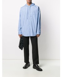 Chemise à manches longues à rayures verticales bleu clair Balenciaga