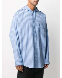 Chemise à manches longues à rayures verticales bleu clair Balenciaga