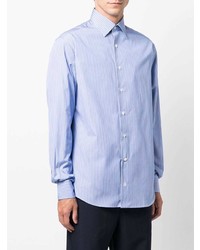 Chemise à manches longues à rayures verticales bleu clair Lanvin