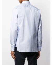 Chemise à manches longues à rayures verticales bleu clair Z Zegna