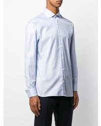 Chemise à manches longues à rayures verticales bleu clair Z Zegna