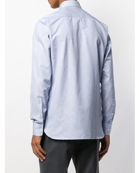 Chemise à manches longues à rayures verticales bleu clair Z Zegna