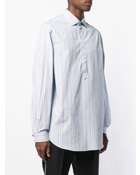 Chemise à manches longues à rayures verticales bleu clair Gucci