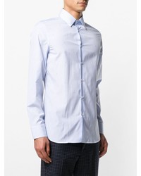 Chemise à manches longues à rayures verticales bleu clair Gucci