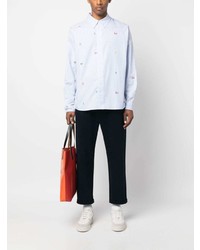 Chemise à manches longues à rayures verticales bleu clair Kenzo