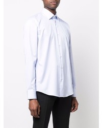 Chemise à manches longues à rayures verticales bleu clair BOSS