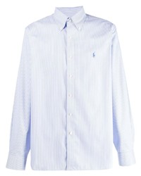 Chemise à manches longues à rayures verticales bleu clair Polo Ralph Lauren