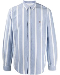 Chemise à manches longues à rayures verticales bleu clair Polo Ralph Lauren